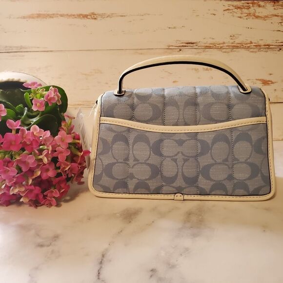 RETAIL Coach Denim Quilted Top Handle Bag- Light Chambray (Acid Wash Denim) - Picture 13 of 15